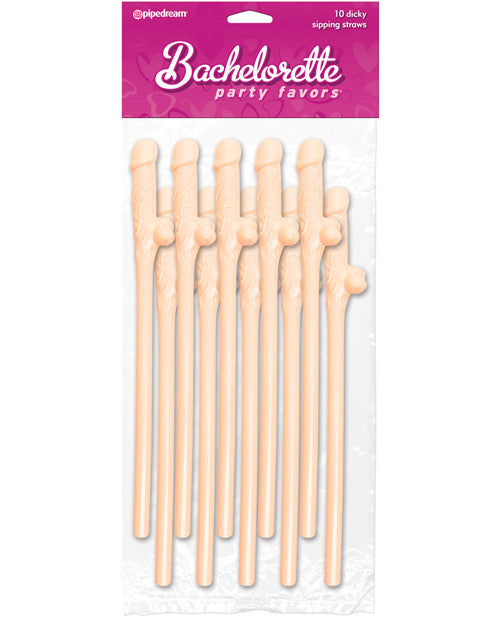 Bachelorette Party Favors Dicky Sipping Straws -Pack Of 10 - Bossy Pearl