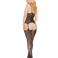 Printed Cami Top W-attached Thigh High Bodystocking Black O-s - Bossy Pearl