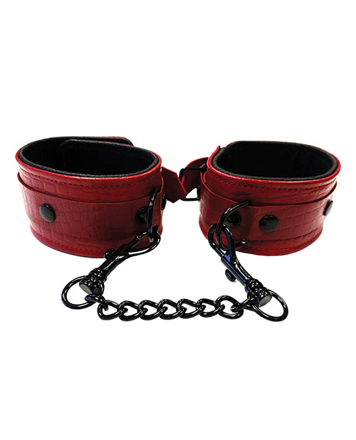 Rouge Leather Wrist Cuffs - Burgundy - Bossy Pearl