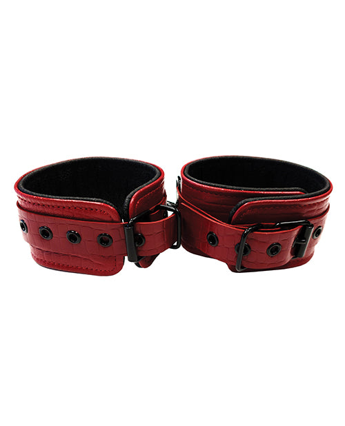 Rouge Leather Wrist Cuffs - Burgundy - Bossy Pearl