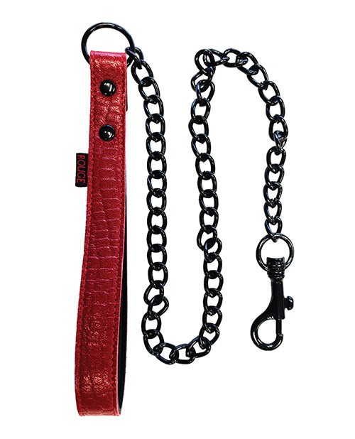Rouge Leather Handle Lead Dog Chain - Burgundy - Bossy Pearl
