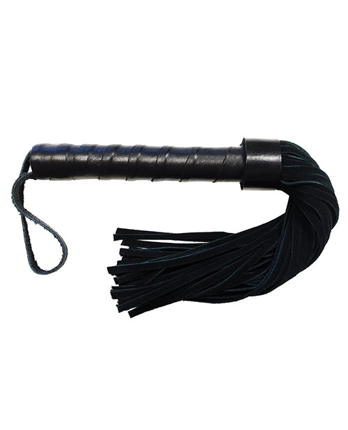 Rouge Leather Handle Short Short Suede Flogger - Black - Bossy Pearl