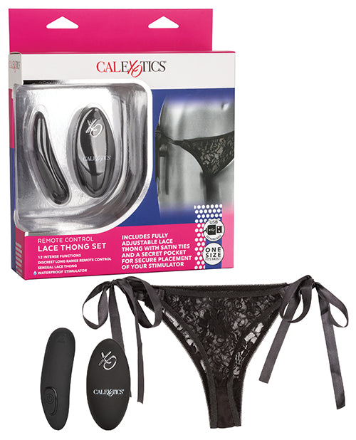 Remote Control Lace Thong Set - Bossy Pearl