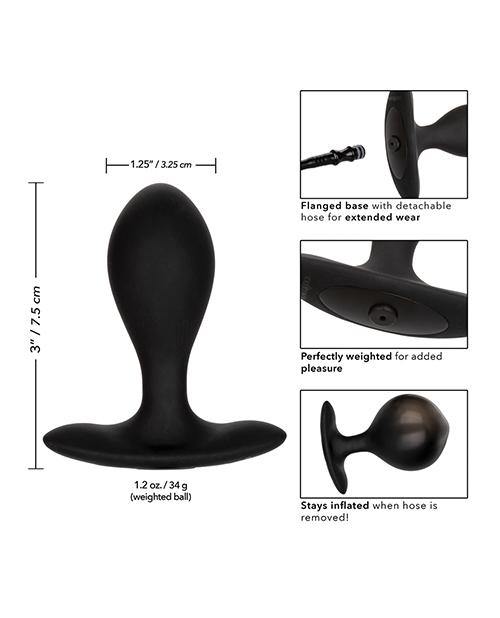 Weighted Silicone Inflatable Plug - Black - Bossy Pearl
