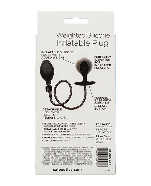 Weighted Silicone Inflatable Plug - Black - Bossy Pearl