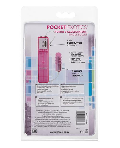 Pocket Exotics Turbo 8 Accelerator Single Bullet - Pink - Bossy Pearl