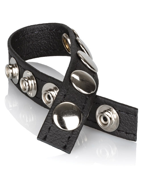 Adonis Leather Collection Ares 5 Snap Adjustable Strap Black - Bossy Pearl
