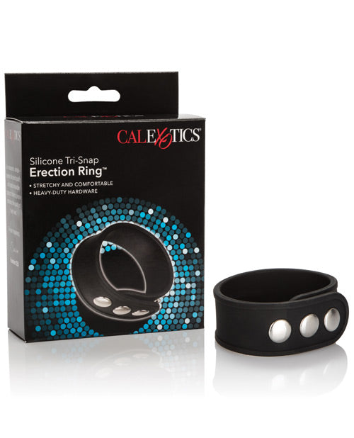 Silicone Tri-snap Erection Ring - Black - Bossy Pearl