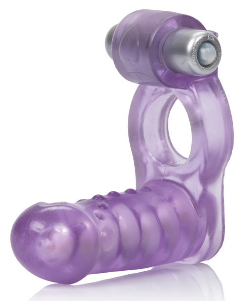 Double Diver Vibrating Enhancer W-flexible Penetrator - Purple - Bossy Pearl