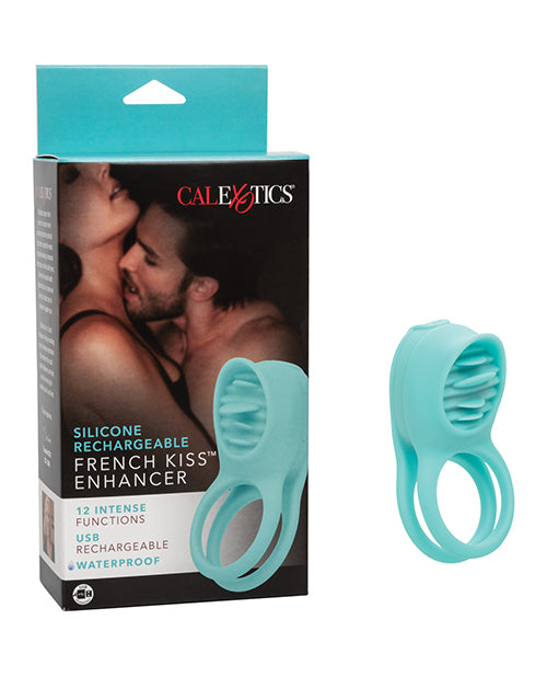 Couple's Enhancers Silicone Rechargeable French Kiss Enhancer - Teal - Bossy Pearl