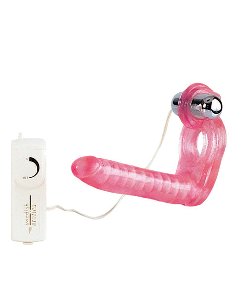 The Ultimate Triple Stimulator Flexible Dong W-cock Ring - Bossy Pearl