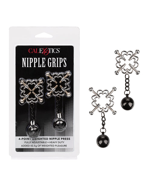 Nipple Grips 4-point Weighted Nipple Press - Silver - Bossy Pearl