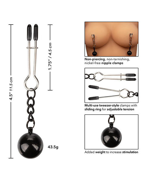 Nipple Grips Weighted Tweezer Nipple Clamps  -silver - Bossy Pearl