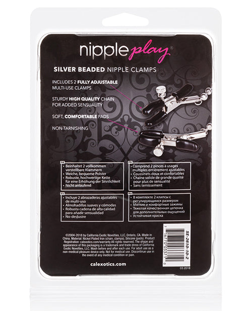 Nipple Play Silver Beaded Nipple Clamps - Bossy Pearl