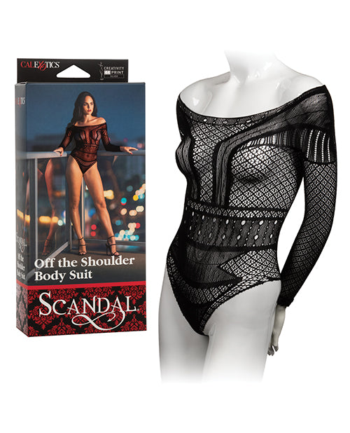 Scandal Off The Shoulder Body Suit - Black - Bossy Pearl