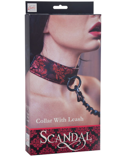 Scandal Collar W-leash - Black-red - Bossy Pearl