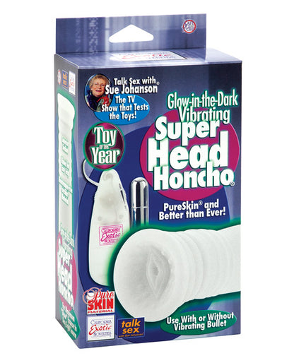 Sue Johanson Glow-in-the-dark Vibrating Super Head Honcho - White - Bossy Pearl