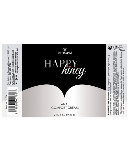 Sensuva Happy Hiney Anal Comfort Cream - 2 Oz - Bossy Pearl