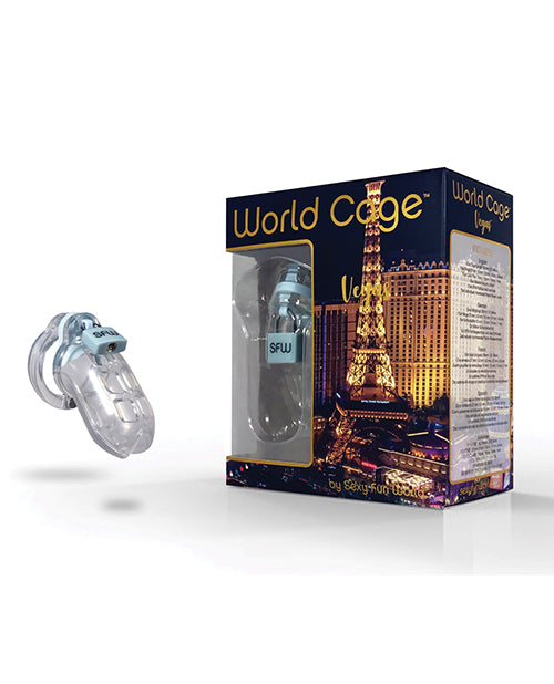 World Cage Vegas Male Chastity Kit - Medium 85 Mm X 38 Mm - Bossy Pearl