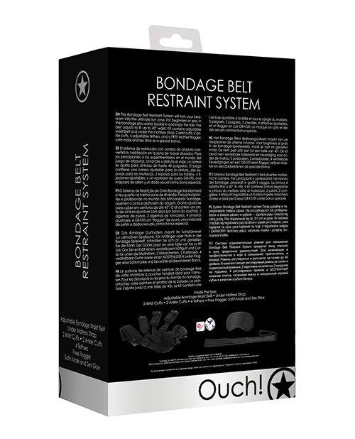 Shots Ouch Bondage Belt Restraint System - Black - Bossy Pearl