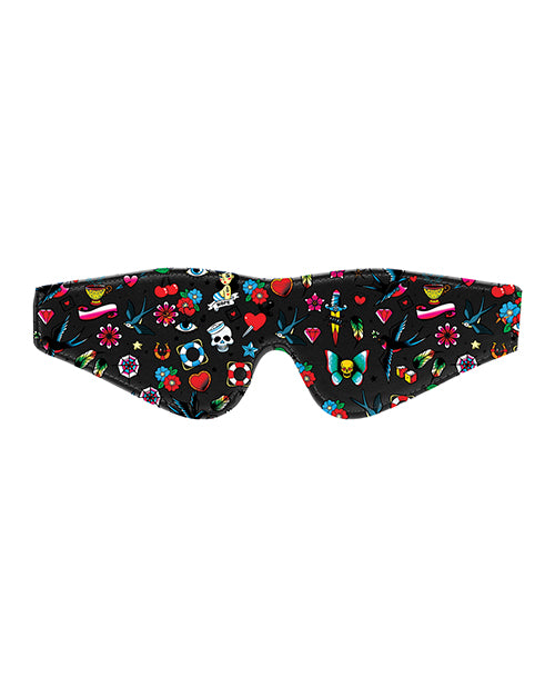 Shots Ouch Old School Tattoo Style Printed Eye Mask - Black - Bossy Pearl
