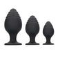 Shots Ouch Rippled Butt Plug Set - Black - Bossy Pearl