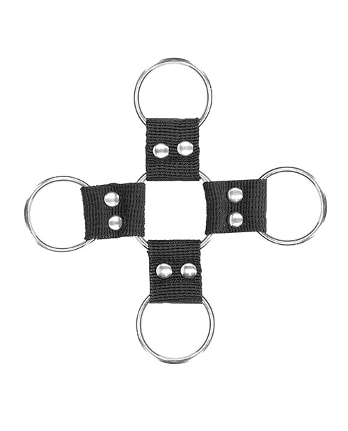 Shots Ouch Black & White Velcro Hogtie W-hand & Ankle Cuffs - Black