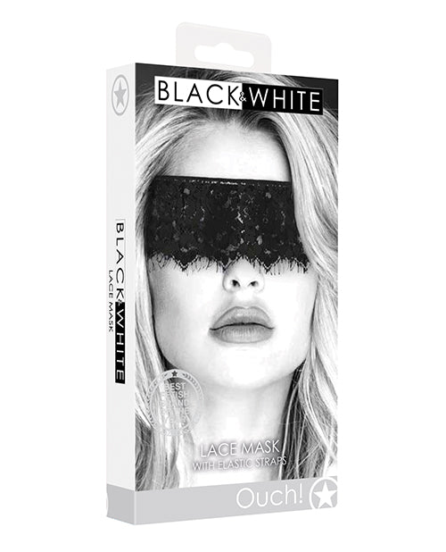 Shots Ouch Black & White Lace Mask W-elastic Straps - Black
