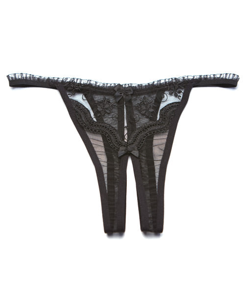 Scalloped Embroidery Crotchless Panty - Bossy Pearl