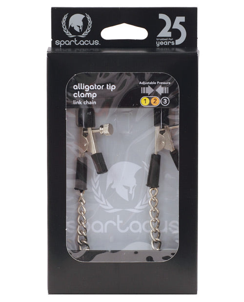 Spartacus Adjustable Alligator Nipple Clamps W-link Chain - Bossy Pearl