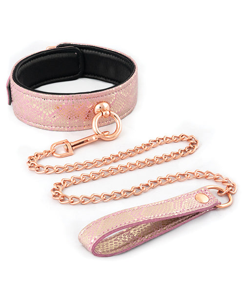 Spartacus Micro Fiber Collar & Leash W-leather Lining - Pink - Bossy Pearl