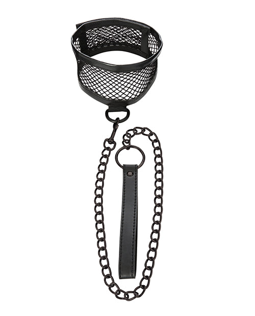 Sex & Mischief Fishnet Collar And Leash - Black - Bossy Pearl