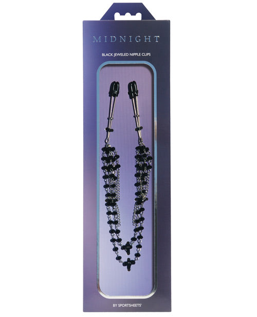 Sincerely Black Jeweled Nipple Clips - Bossy Pearl
