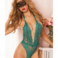 Floral Lace Teddy W/halter Satin Ribbon Ties & Snap Crotch O/s - Bossy Pearl