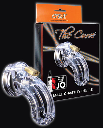 Cb-6000 3 3-4" Curved Cock Cage & Lock Set  - Clear - Bossy Pearl