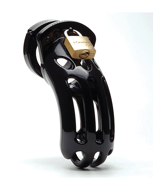 Cb-6000 3 3-4" Curved Cock Cage & Lock Set  - Black - Bossy Pearl