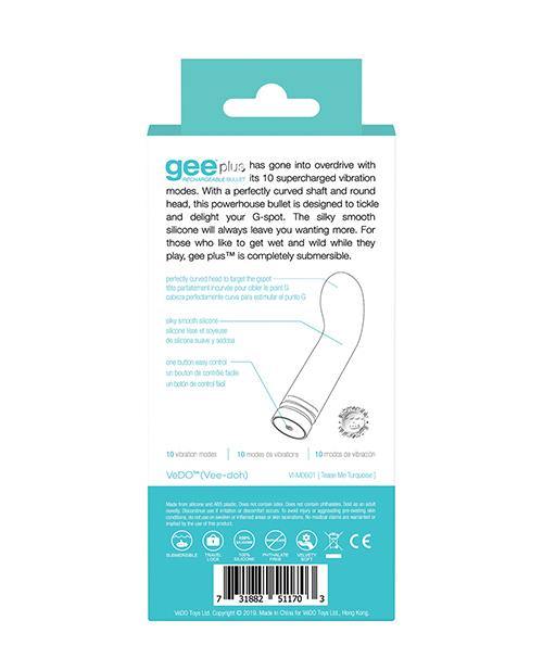 Vedo Gee Plus Rechargeable Vibe - Tease Me Turquoise - Bossy Pearl