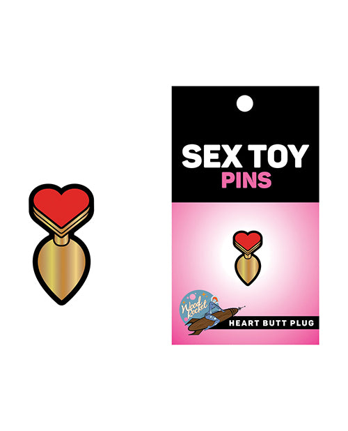 Wood Rocket Sex Toy Heart Butt Plug Pin - Red-gold - Bossy Pearl