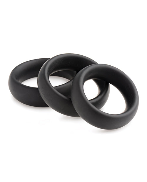 Master Series 3 Piece Silicone Cock Ring Set - Black - Bossy Pearl
