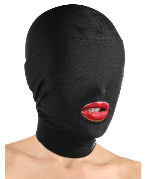 Master Series Disguise Open Mouth Hood With Padded Blindfold - Bossy Pearl