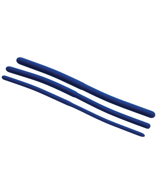 Master Series Invasion Silicone Urethral Sound Trainer Set - Blue Set Of 3 - Bossy Pearl