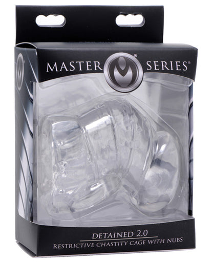 Master Series Detained 2.0 Restrictive Chastity Cage W-nubs - Clear - Bossy Pearl