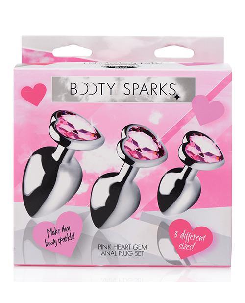 Booty Sparks Pink Heart Gem Anal Plug Set - Bossy Pearl