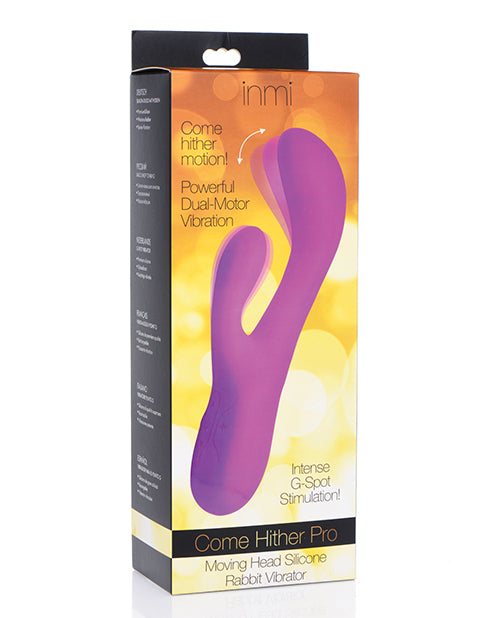 Inmi Come Hither Pro Moving Hard Silicone Rabbit Vibrator - Purple - Bossy Pearl