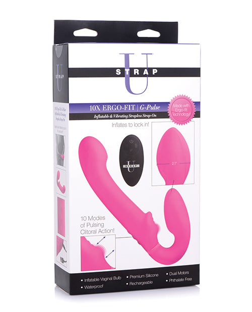 Strap U Ergo-fit G-pulse Inflatable & Vibrating Strapless Strap-on - Bossy Pearl