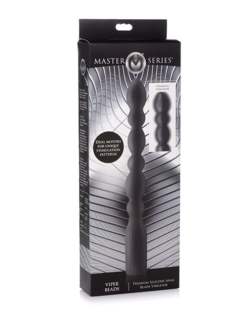 Master Series 10x Viper Silicone Anal Beads Vibrator - Black - Bossy Pearl