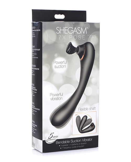 Inmi Shegasm 7x Pose Bendable Suction Vibrator - Black