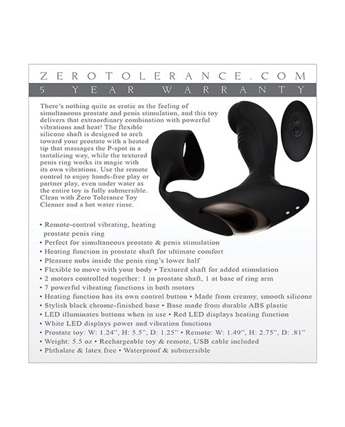 Zero Tolerance Strapped & Tapped Rechargeable Prostate Vibrator - Black - Bossy Pearl